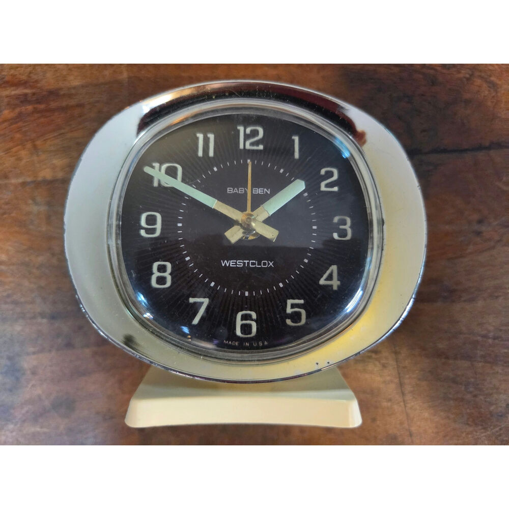 Vintage Westclox Baby Ben Alarm Clock Brown Dial Luminous Hands Made in USA